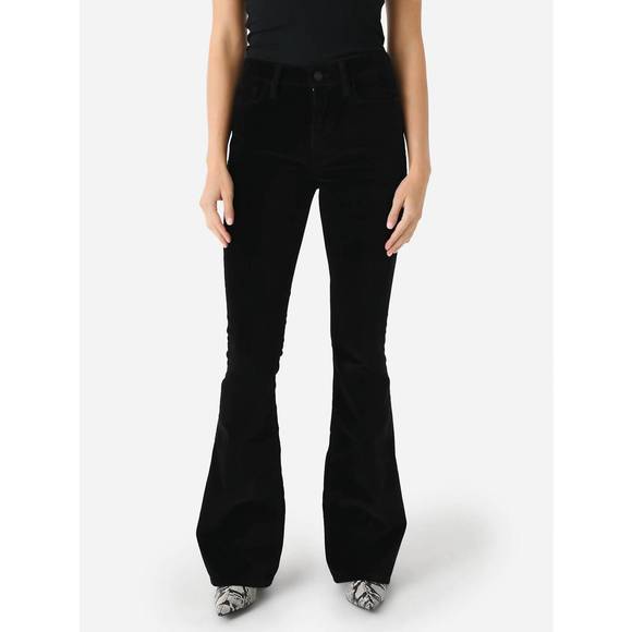 NEW FRAME le high flare velveteen jean in black